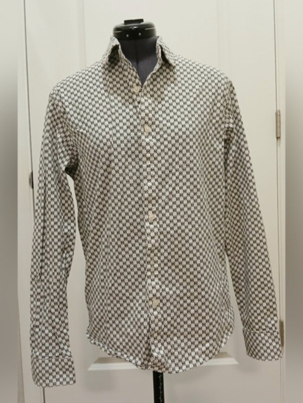 Men's Michael Kors Slim Fit Black & White Button Down Dress Shirt